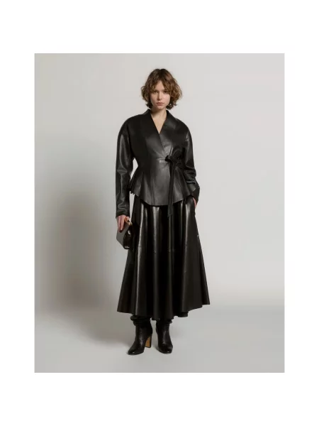 Kurtka skórzana Alberta Ferretti czarna