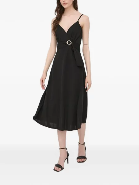 Rochie midi Morgan cu decolteu în V cu cataramă negru
