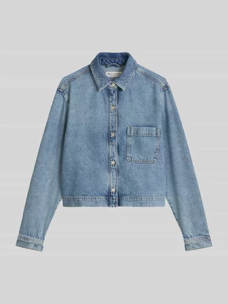 Bluzka jeansowa o kroju relaxed fit z dodatkiem lnu Marc O'polo