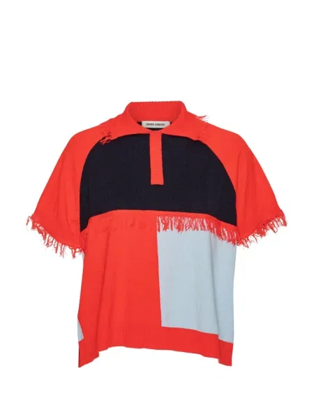 Tricou polo Henrik Vibskov cu franjuri roșu