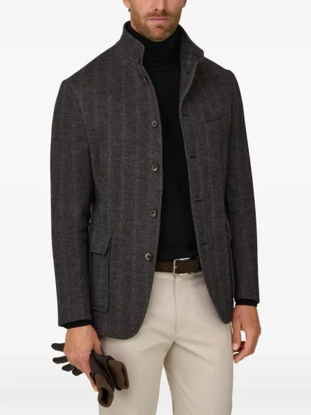 Sacou Boggi Milano de lână cu model herringbone gri