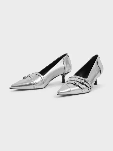 Czółenka Vagabond Shoemakers skórzana na szpilce szara