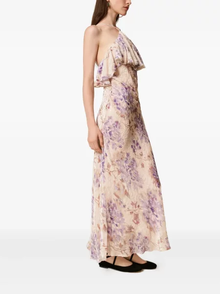 Rochie Twinset de catifea cu model floral de costum