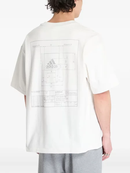Футбол тениска с дълъг ръкав Adidas на райета мъниста бяло