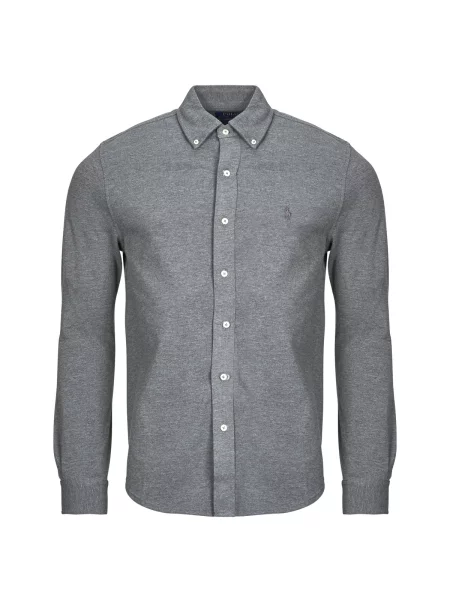 Srajca Polo Ralph Lauren z dolgimi rokavi siva