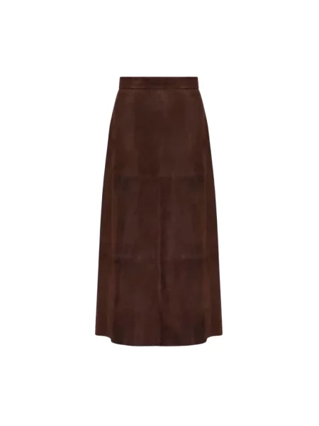 Spódnica skórzana Max Mara brązowa