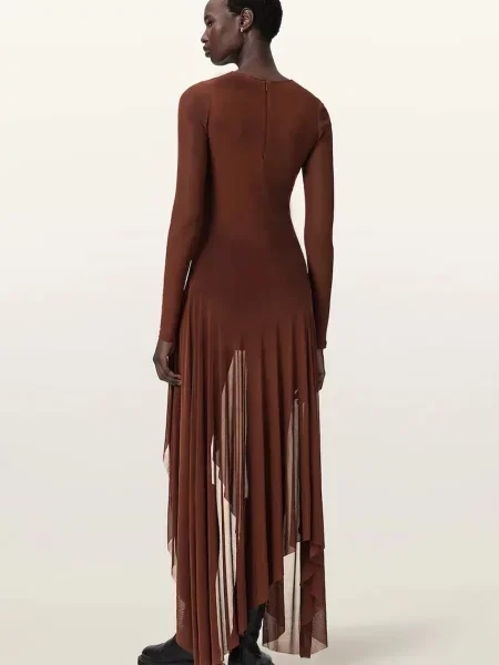 AllSaints rochie bodycon din cu LORIA maro