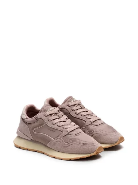 Sneakerși Hoff cu șireturi din piele de căprioară roz