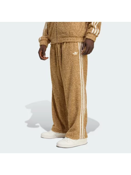 Spodnie sportowe z futerka z wyhaftowanym logo Adidas Originals biały
