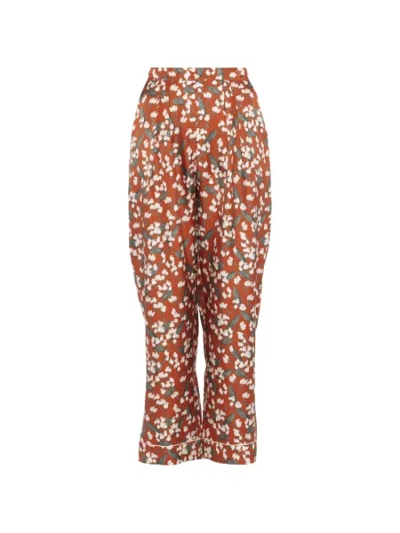 Pijamale Eres de mătase cu model floral cu imagine portocaliu