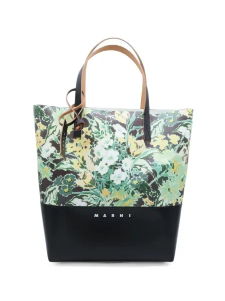 Geantă Marni cu model floral cu imagine negru