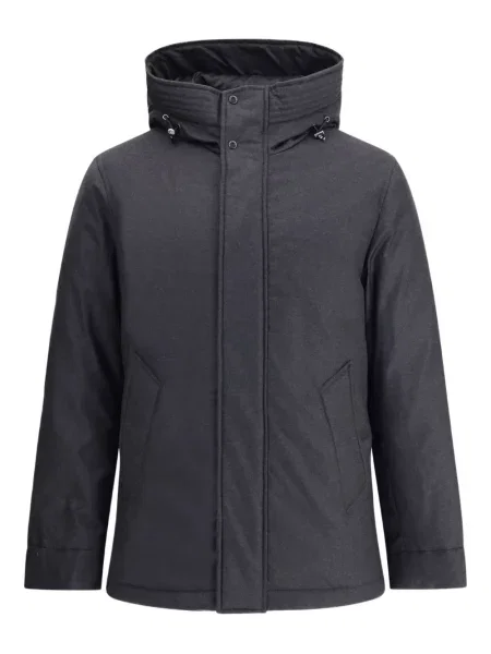 Пухено яке Woolrich с качулка черно