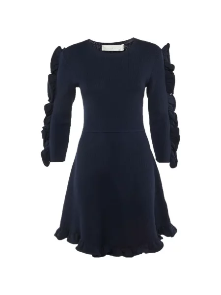 Rochie mini Victoria Beckham cu volane din jerseu albastru