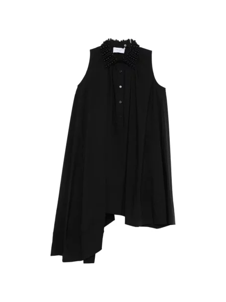 Sukienka mini Isabelle Blanche asymetryczna z koralikami czarna