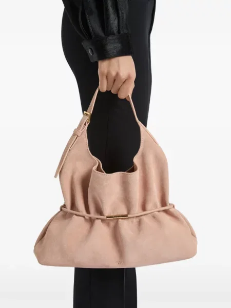 Geantă Balmain din piele de căprioară roz