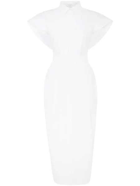 Kołnierzykowy sukienka midi Alexander Mcqueen do kolan garniturowa biała