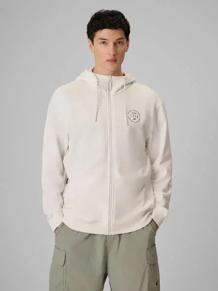 Bluza dresowa regular z kapturem 4F biała