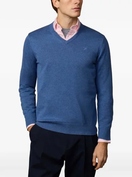 Pulover Hackett London cu decolteu în V albastru