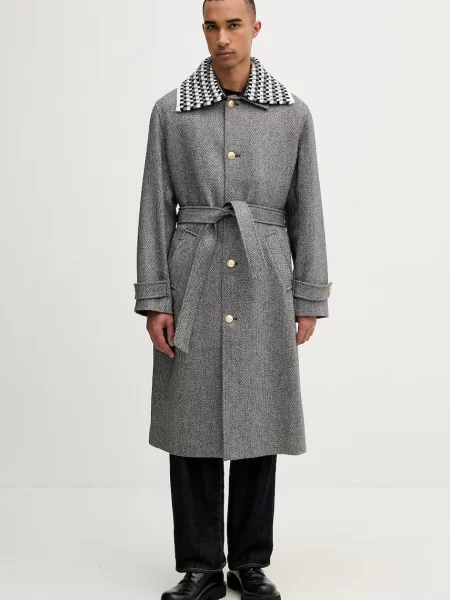 Vlnený kabát Drôle de Monsieur Le Manteau Tweed sivá