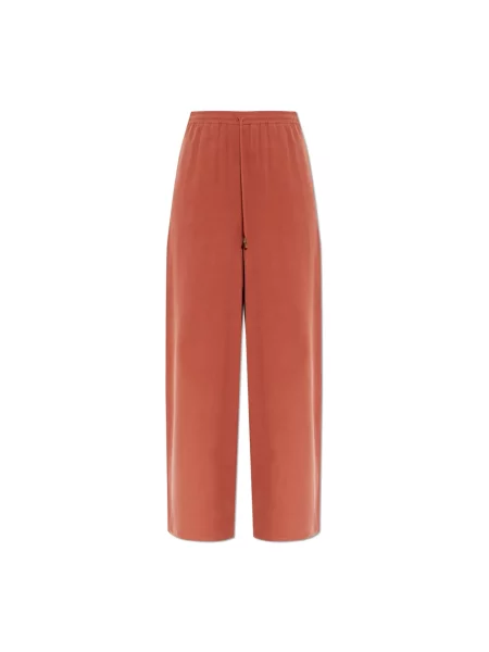 Lniane spodnie Max Mara brązowe