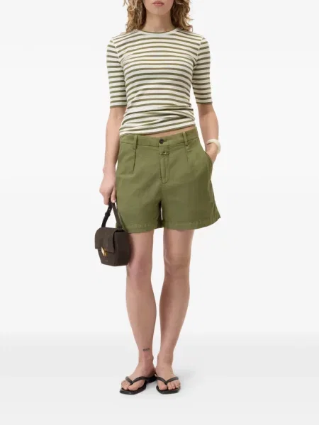Tricou Closed cu dungi cu decolteu rotund verde