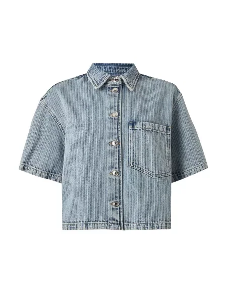 HUGO Bluza moder denim / bela modra