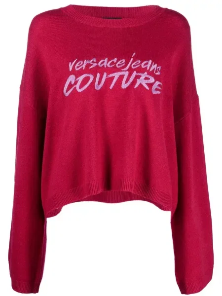 Pulover Versace Jeans Couture cu broderie roz