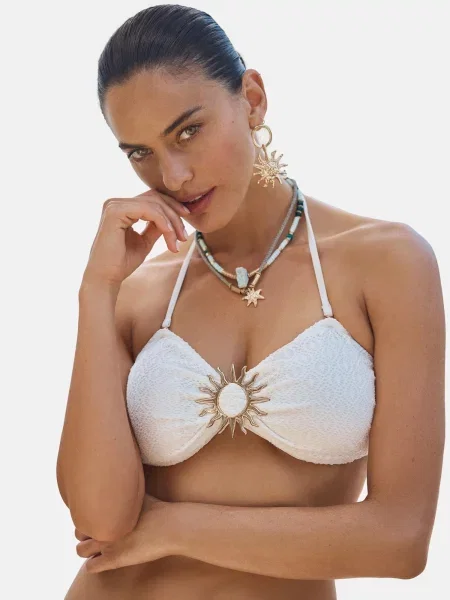 Love & roses Sutien costum de baie lână alb