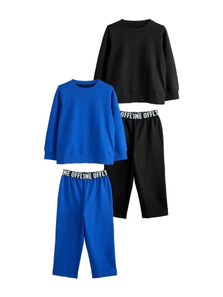 Next Pijamale albastru cobalt / negru alb