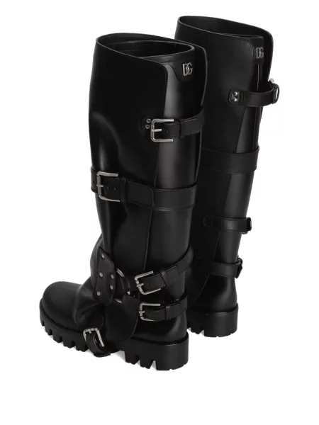 Botine Dolce & Gabbana cu cataramă biker negru