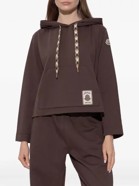 Hanorac cu glugă Moncler cu autograf cu cordon maro