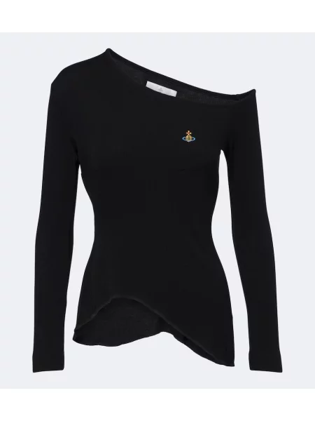 Top Vivienne Westwood tricotate cu un umăr gol negru