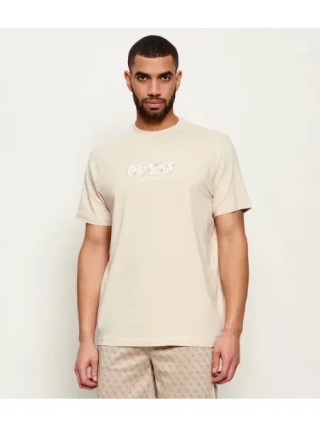 Tricou Guess cu autograf bej