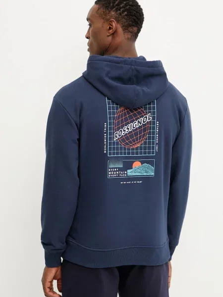 Суичър с качулка Rossignol с качулка с принт тъмносиньо