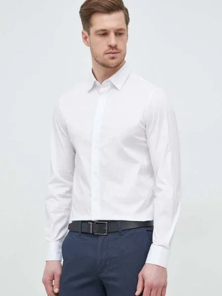 Košile United Colors of Benetton bílá slim s klasickým límcem