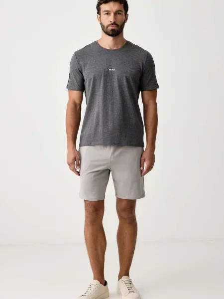 BOSS lounge tričko pánske s elastanom Unique T-Shirt sivá