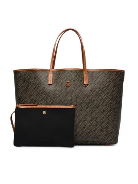 Tommy Hilfiger geantă tote de damă din imitație de piele negru