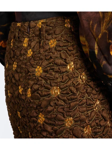 Fustă midi Dries Van Noten cu model floral maro