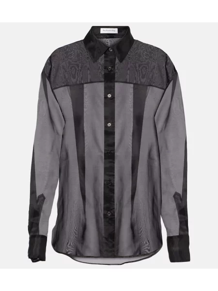 Cămașă The Frankie Shop de mătase transparente negru