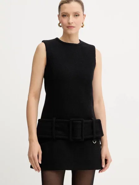 Patou rochie din lână mini evazați negru