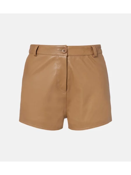Pantaloni scurți Nour Hammour din piele bej