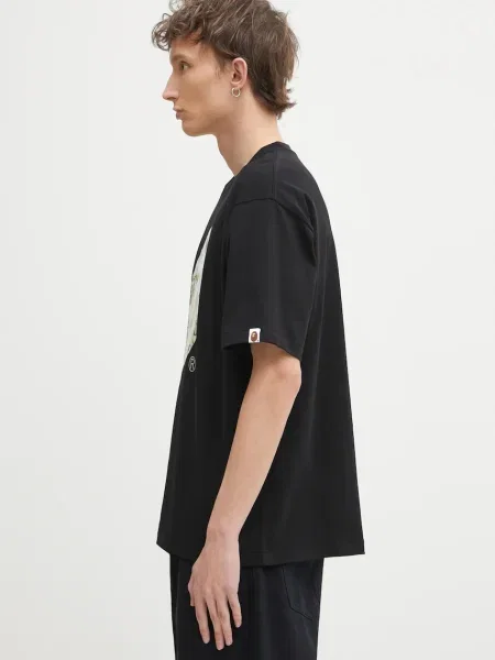 A Bathing Ape tricou din Vacation Pattern APE Head cu imprimeu negru