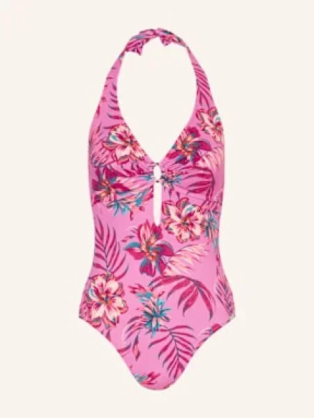 Lidea Strój Kąpielowy Wiązany Na Szyi Tropic Radiance pink zielony