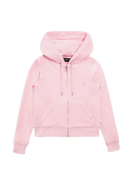 Hanorac cu glugă Juicy Couture de catifea roz