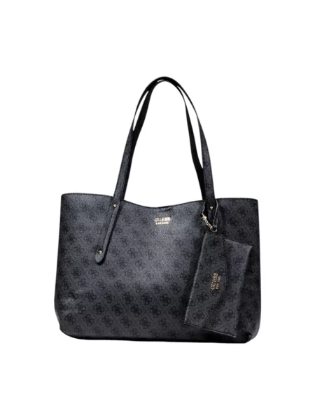 Duża torebka skórzana Guess skórzana czarna