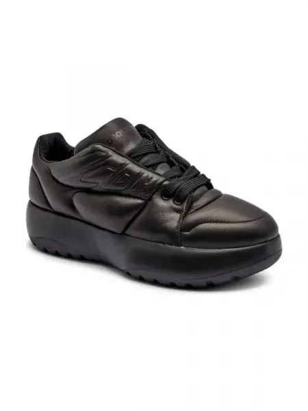 De piele sneakers negru