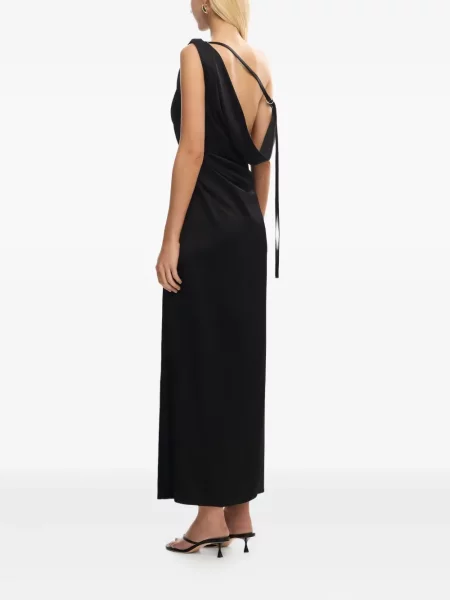 Rochie maxi Significant Other drapată cu un umăr gol de costum negru