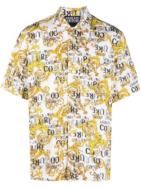 Къс риза Versace Jeans Couture с принт бяло