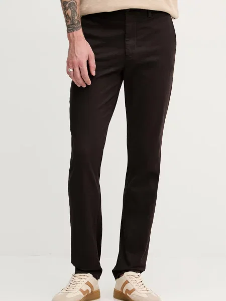 Lacoste regular fit kalhoty s hnědé
