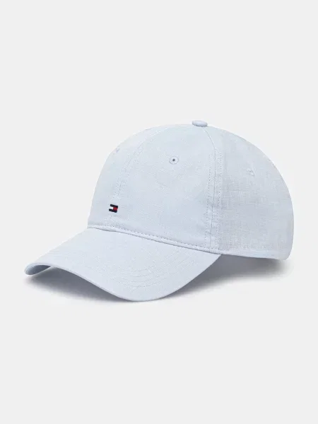 Ленена шапка с козирка Tommy Hilfiger с изчистен дизайн синьо